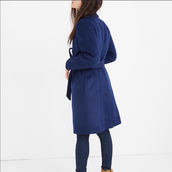 Madewell Shawl Collar Wrap Coat Night Sky, Size L - Picture 3 of 8